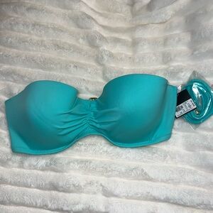 Victoria Secret Swim Strapless Aqua Bandeau Bathing Suit